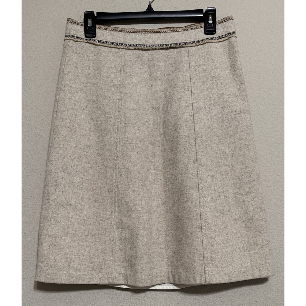 GAP Women's Wool Blend Midi Skirt Size‎ 6 A-Line Oatmeal Western Aztec